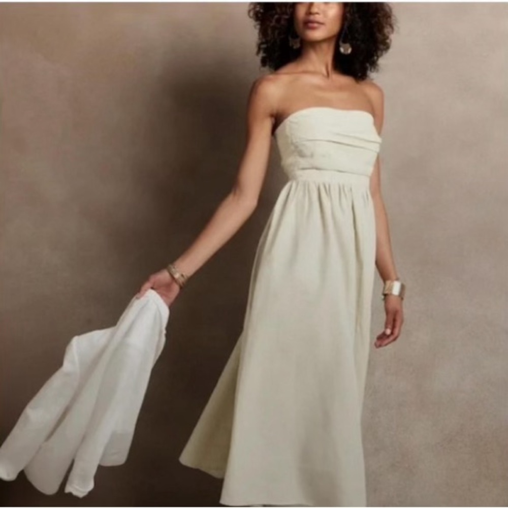 Banana Republic Linen Strapless Dress